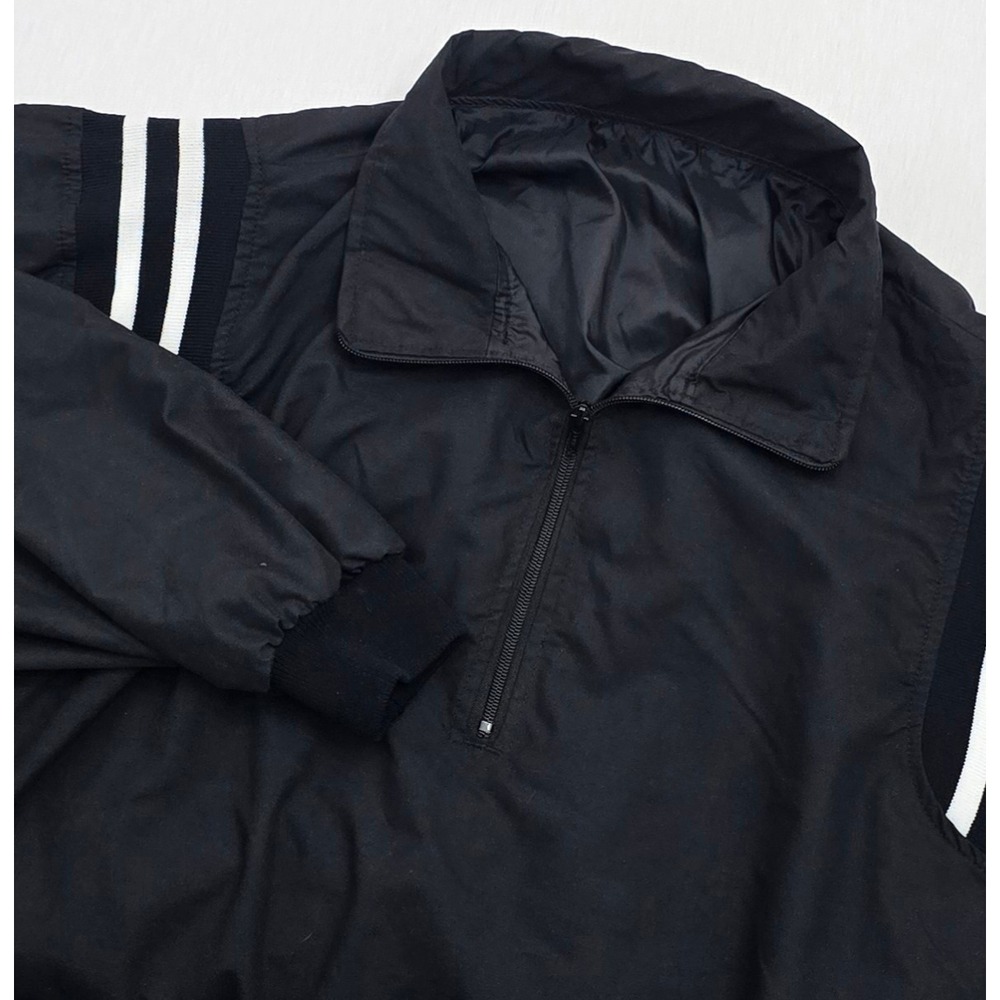 Honigs Whistle Stop Mens XL Black Nylon Quarter Zip Pullover Stripe Jacket